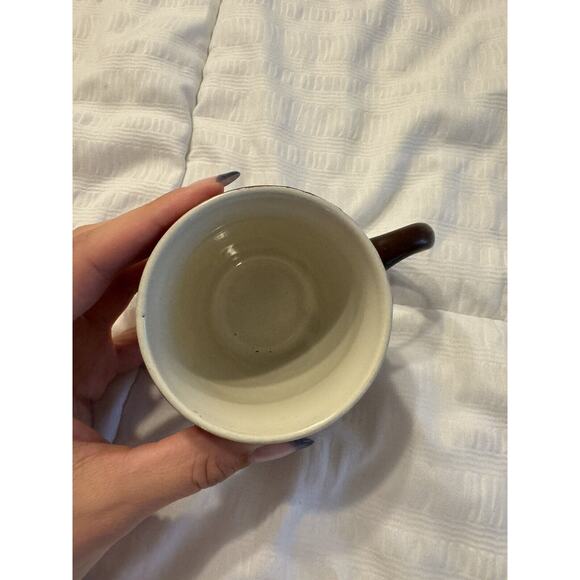 Small brown coffee mug ceramic fall cozy thanksgiving flower - Picture 5 of 6